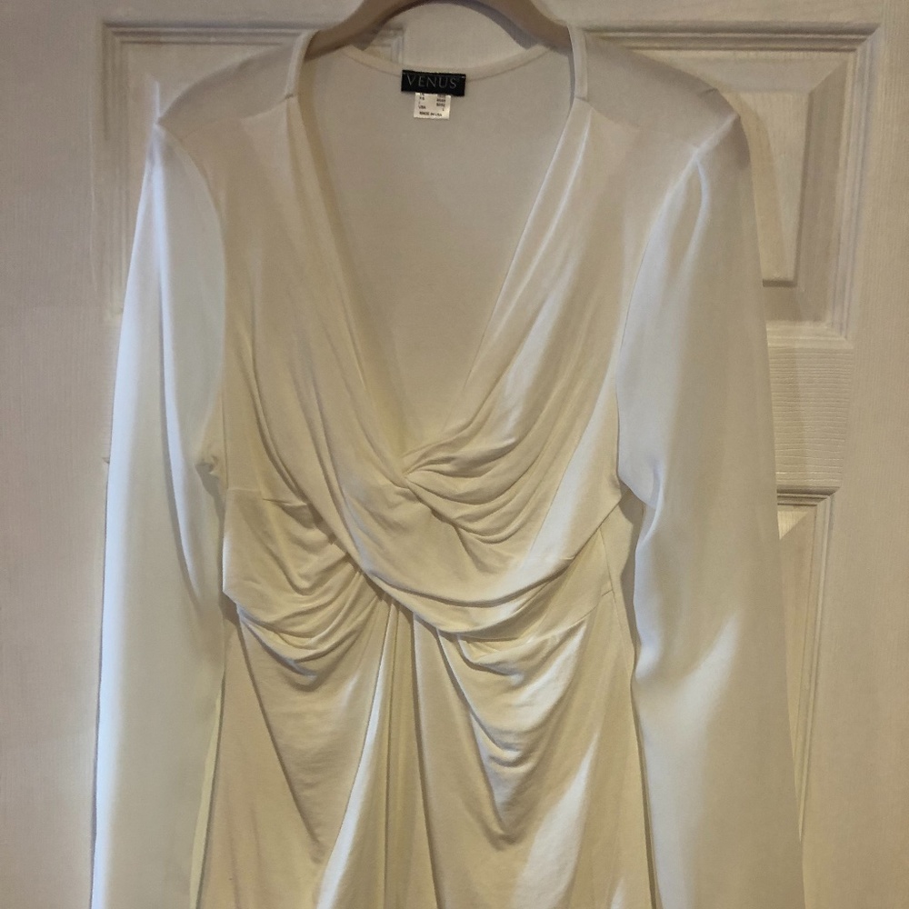 Cream top with sheer sleeves